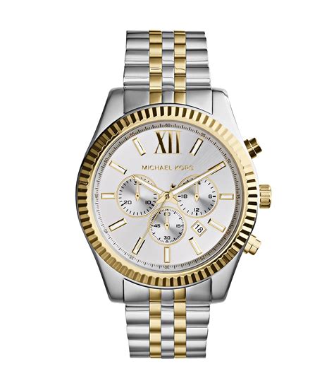 michael kors men's silvertone lexington watch|oversized lexington two tone watch.